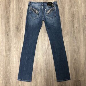 Miss Me Straight Leg Jeans Women's Size 28 Embellished Studded Wings Pockets